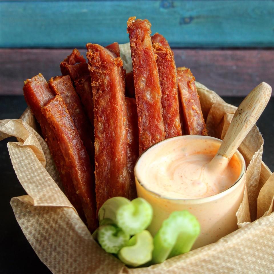 Crispy SPAM Fries with Sriracha Sauce