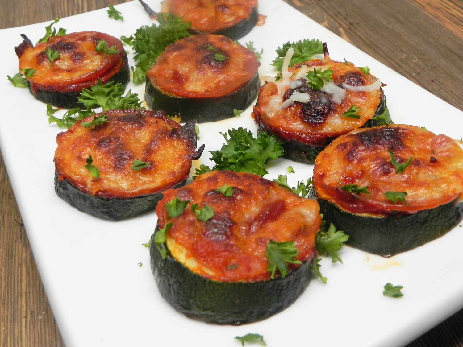 Crispy Zucchini Pizza Bites with Pepperoni and Mozzarella