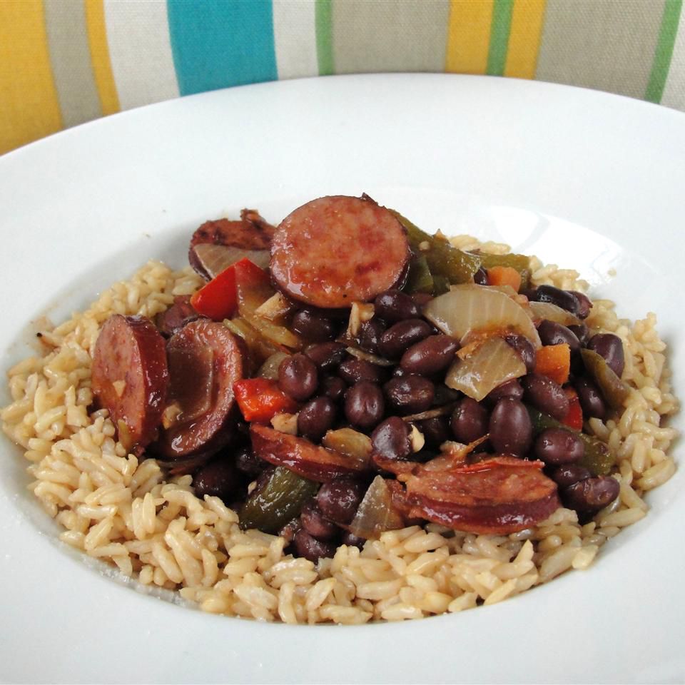 Cuban Black Beans and Chorizo Rice