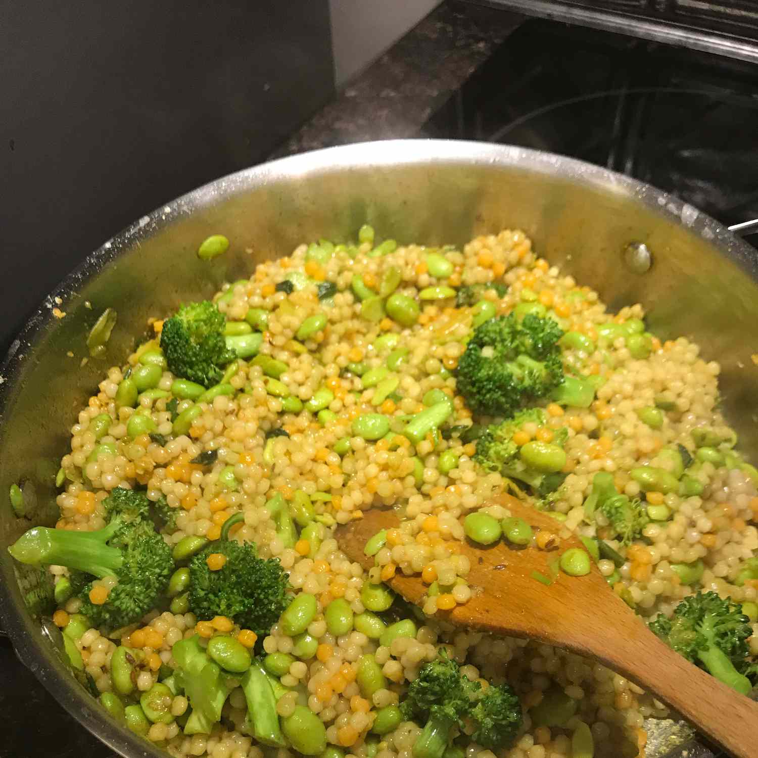 Curried Couscous with Broccoli and Edamame