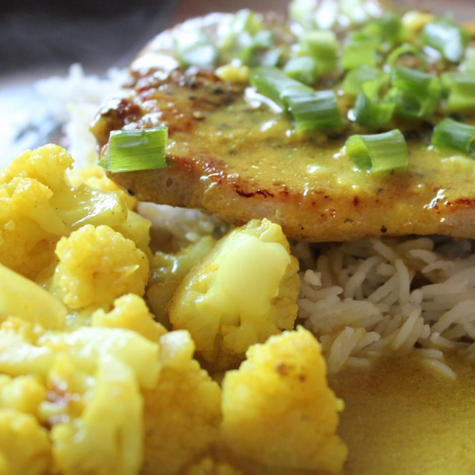 Curry Pork Chops with Cauliflower and Rice