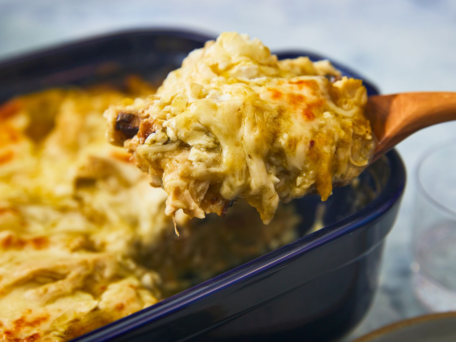 Easy Green Chile Chicken Enchilada Bake