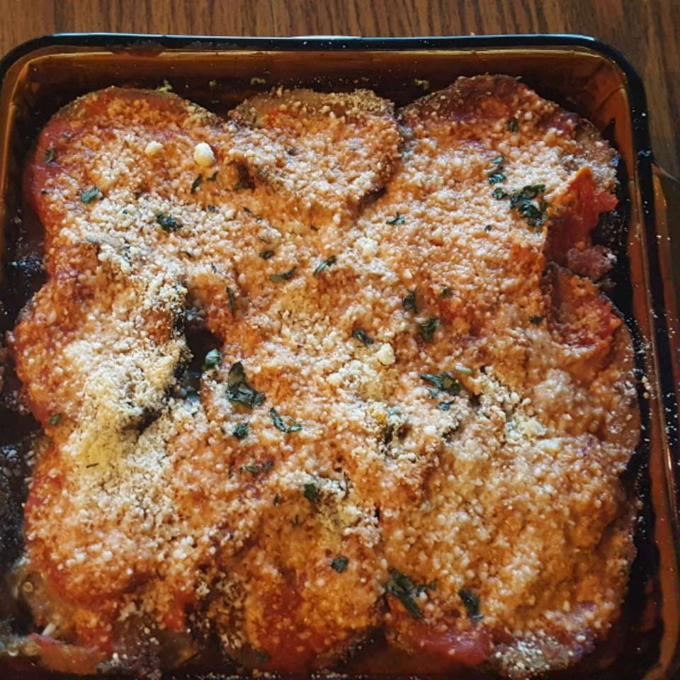 Eggplant Parmesan with Smoked Mozzarella and Basil