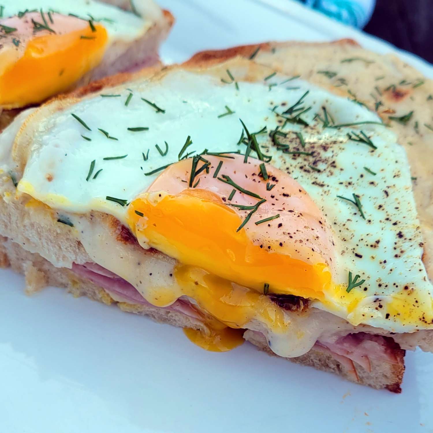 French Toasted Ham and Egg Sandwich