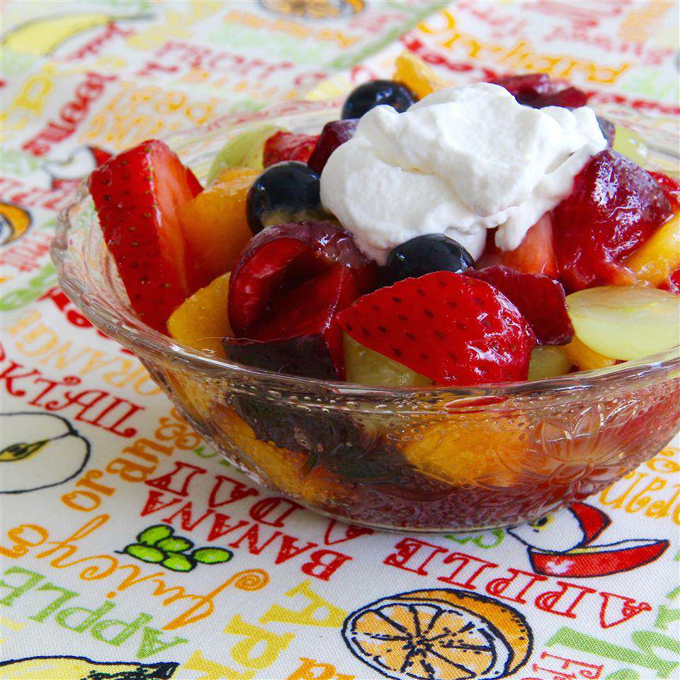 Fresh Fruit Salad with Whipped Cream