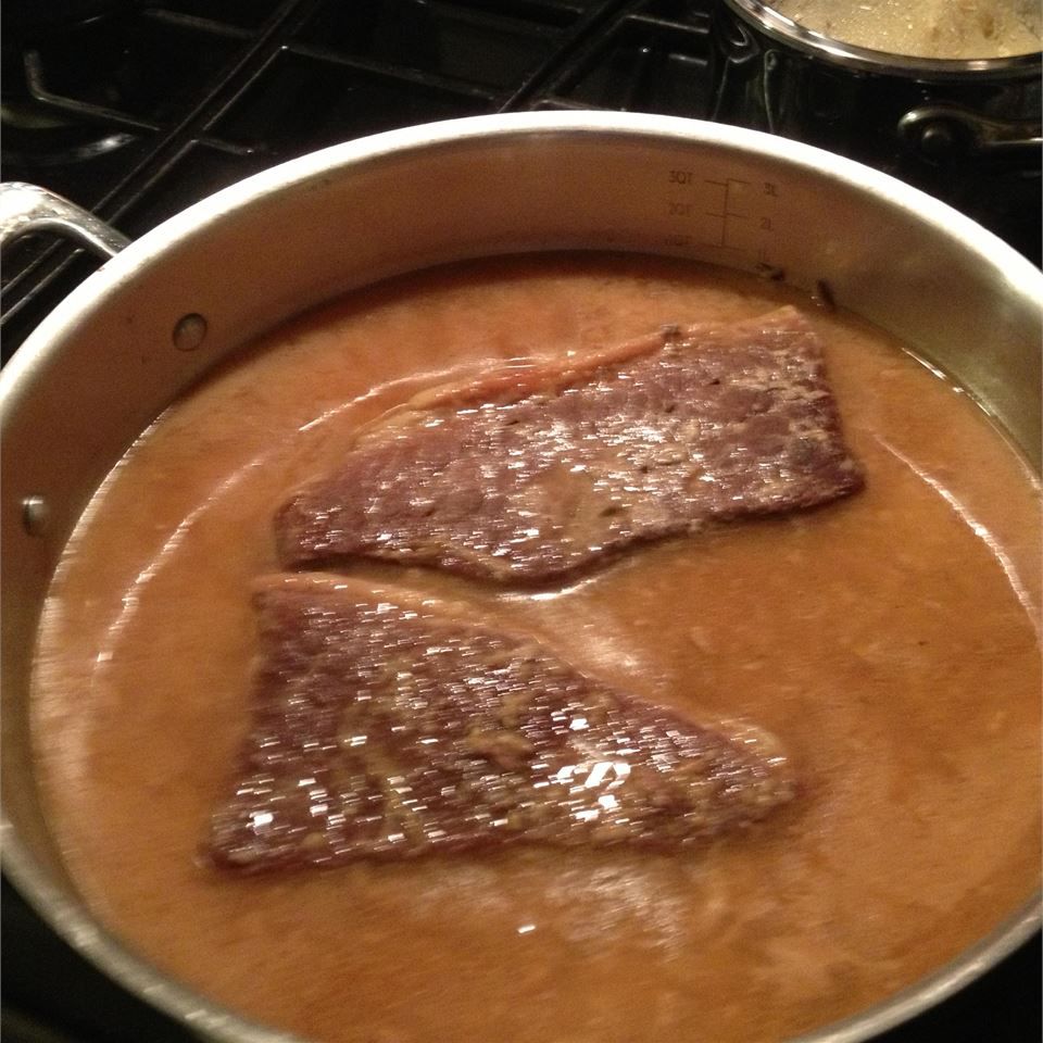 Garlic and Lemon Braised Flank Steak