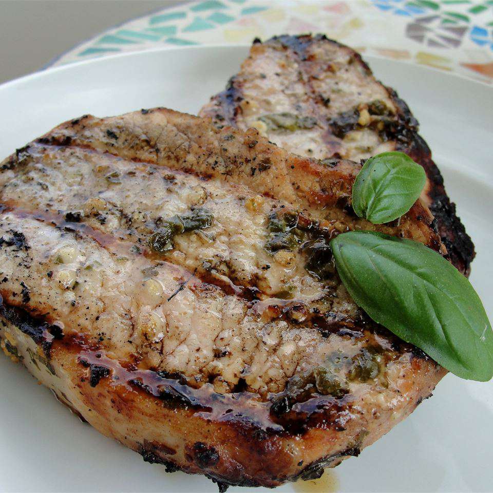 Garlic Basil Grilled Pork Chops