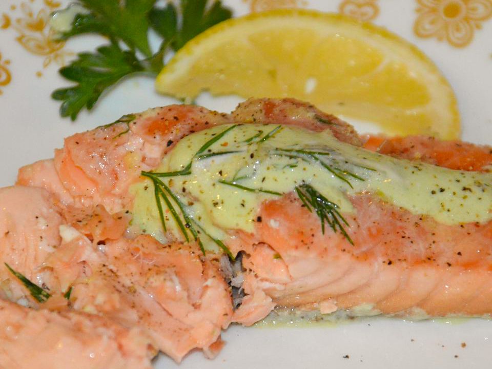 Garlic Butter Poached Salmon