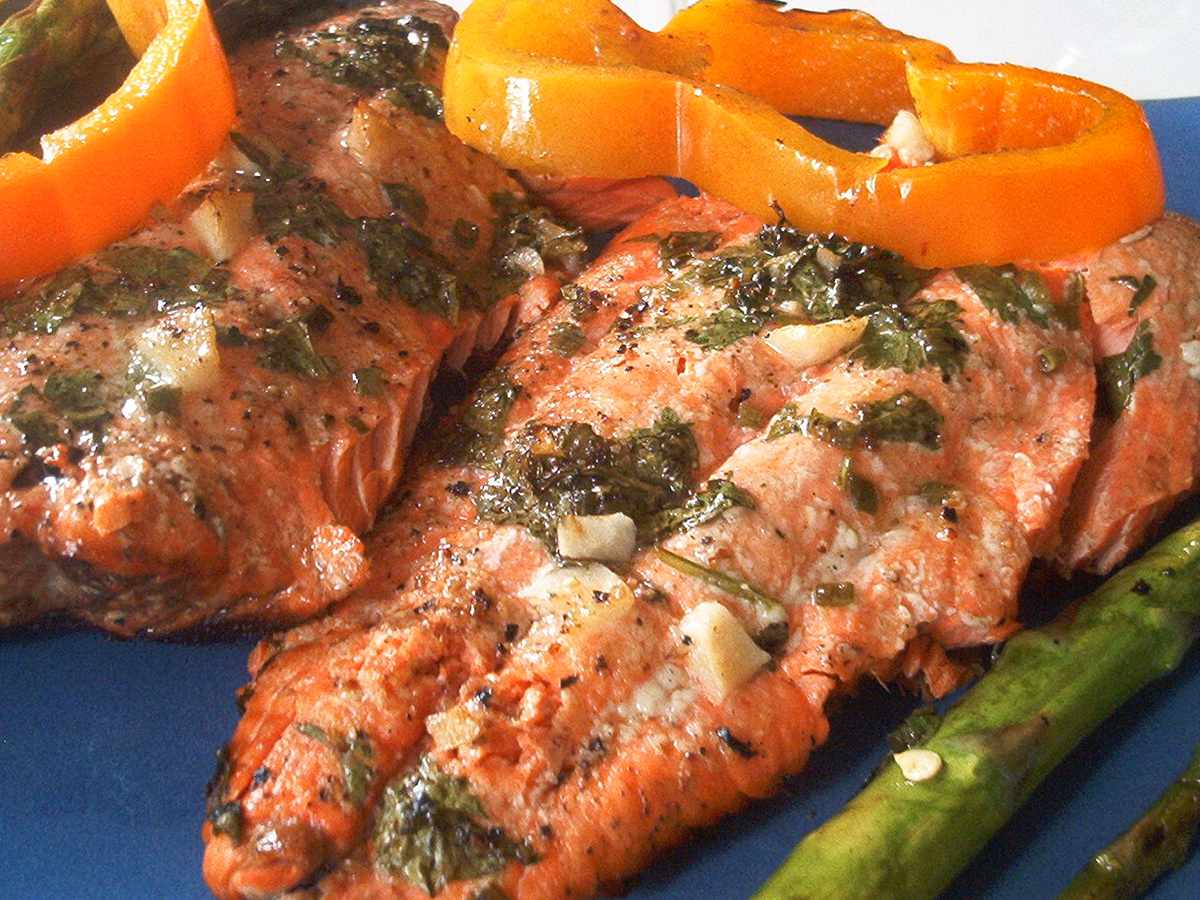 Garlic Cilantro Marinated Salmon
