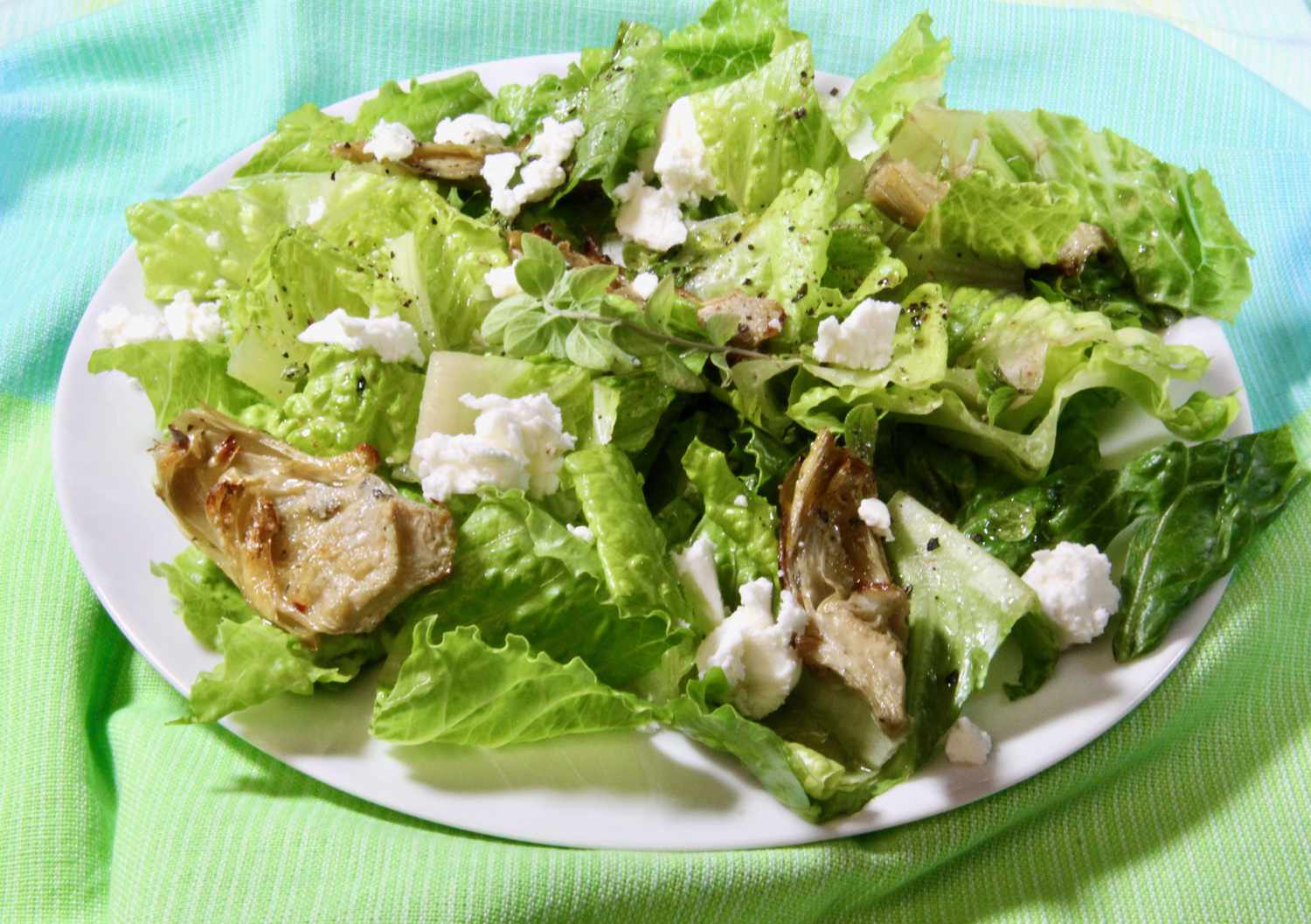 Greek Salad with Roasted Artichokes