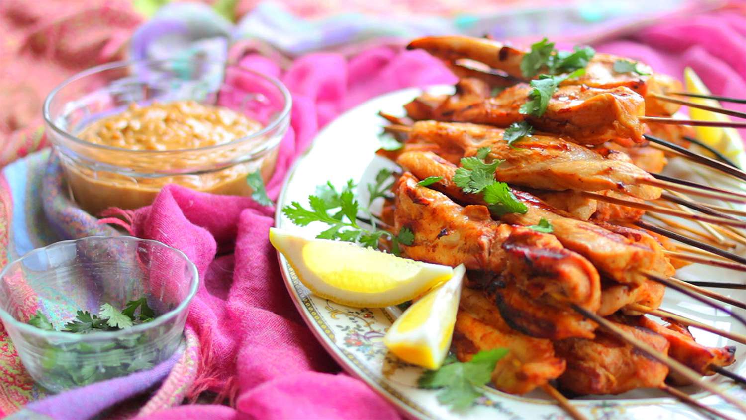 Grilled Chicken Skewers with Peanut Sauce