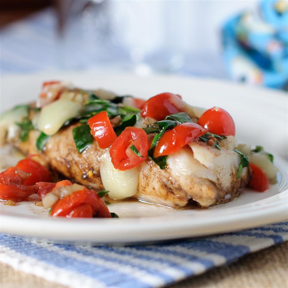 Grilled Cod with Spinach and Mozzarella
