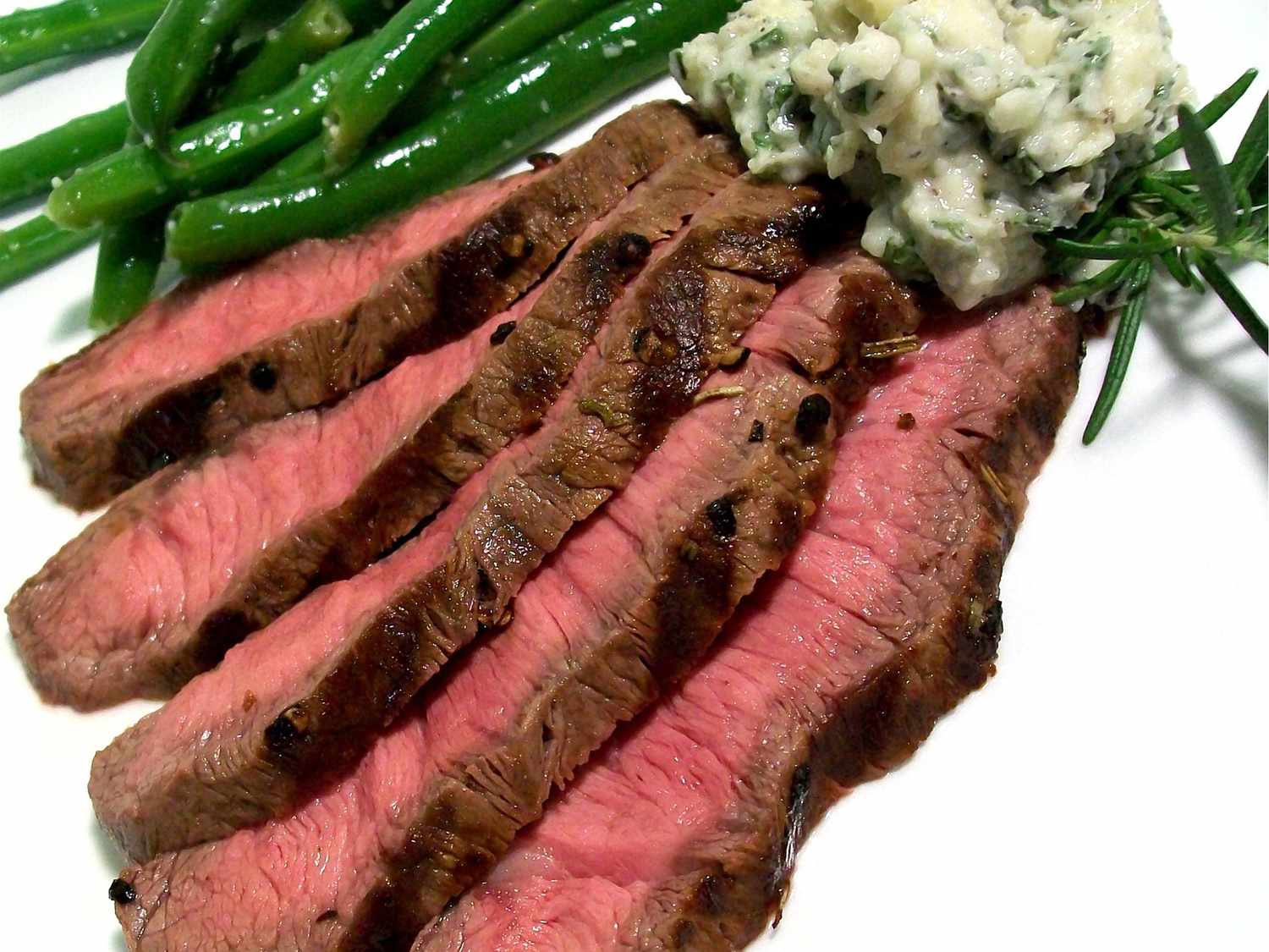 Grilled Flat Iron Steak with Chive Butter