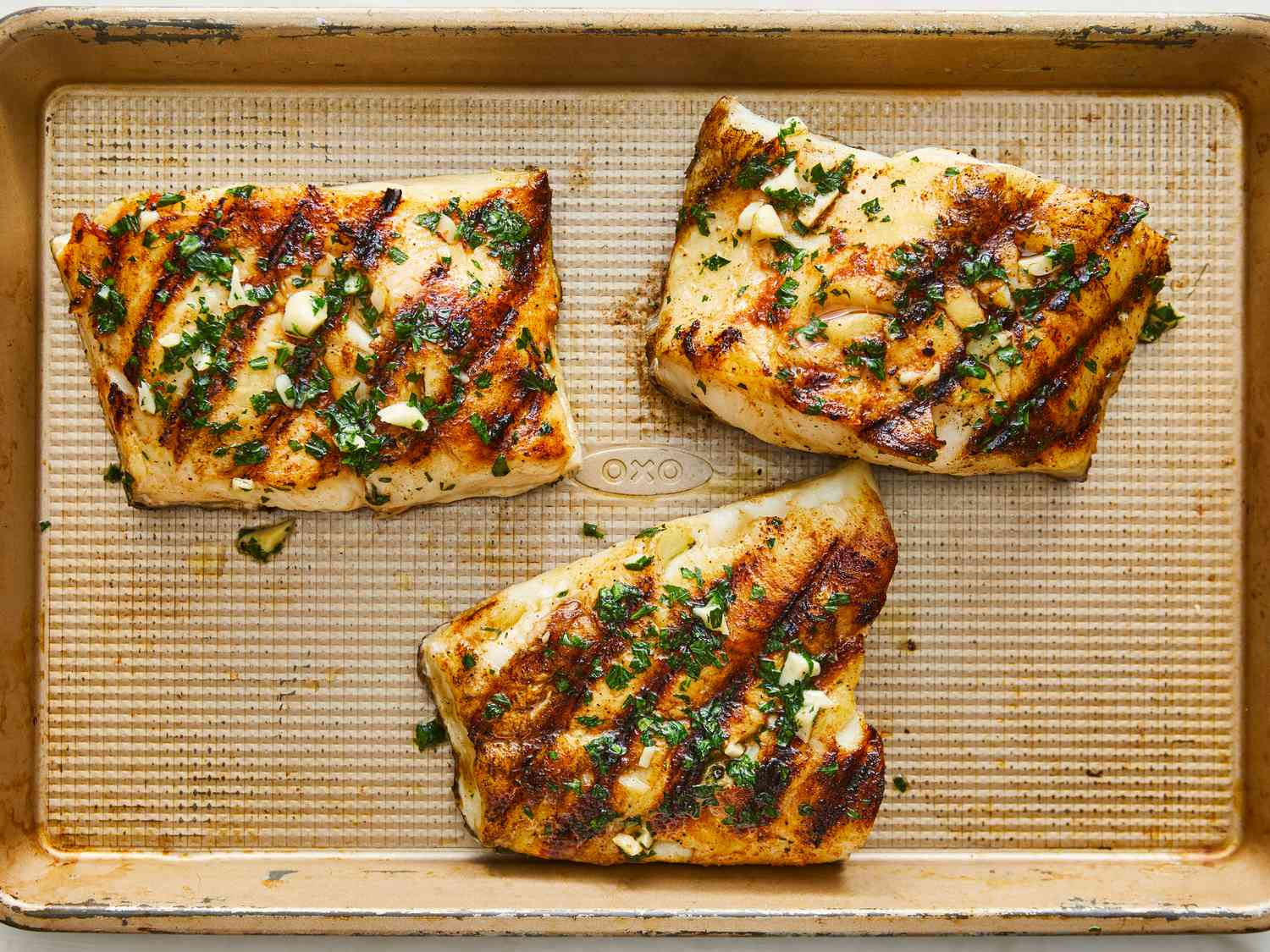 Grilled Sea Bass with Garlic Butter