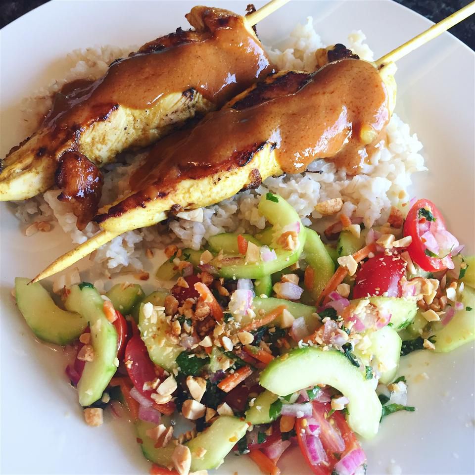 Grilled Thai Chicken Skewers with Peanut Sauce