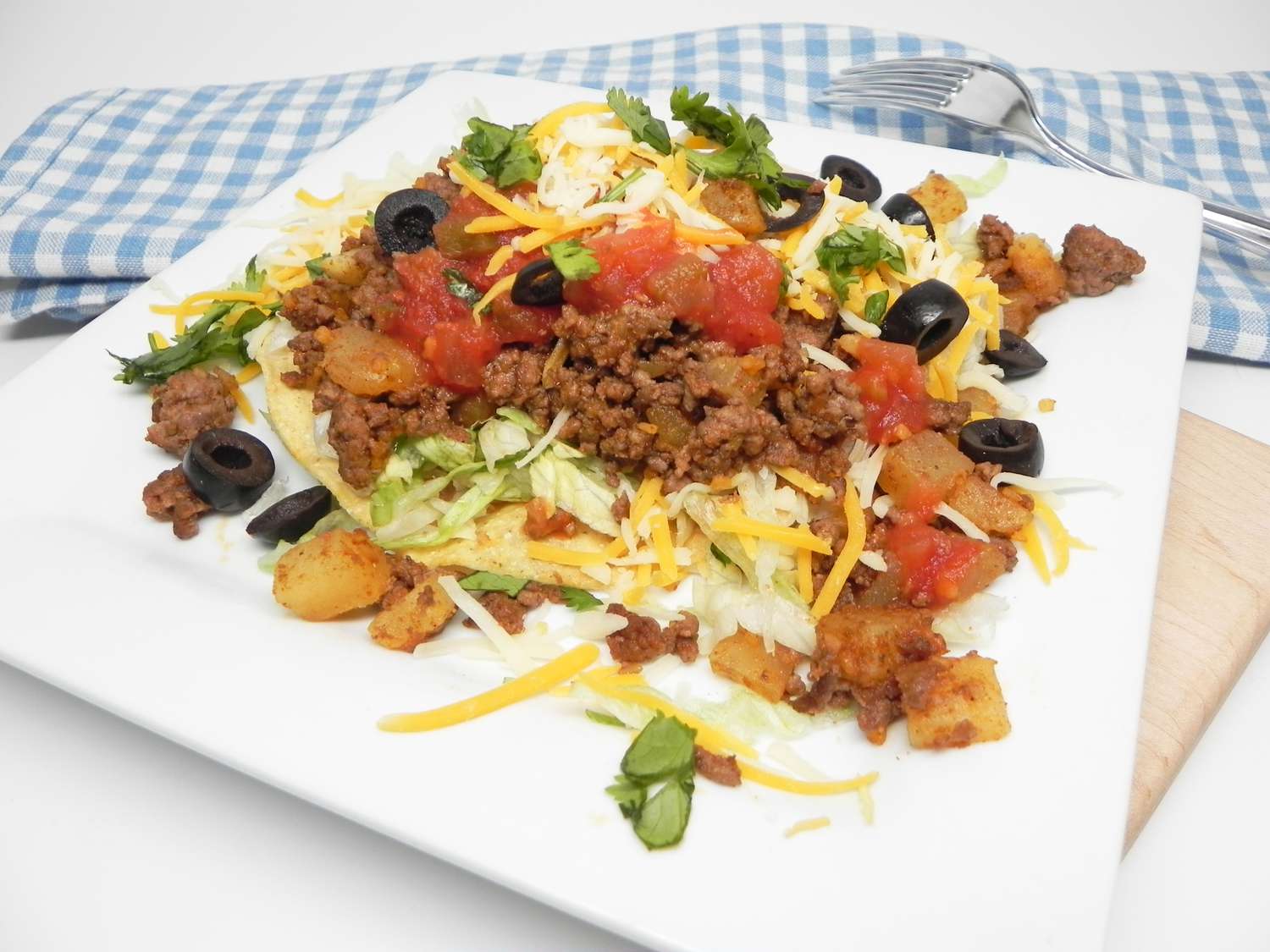 Ground Beef and Potato Tostadas Delight