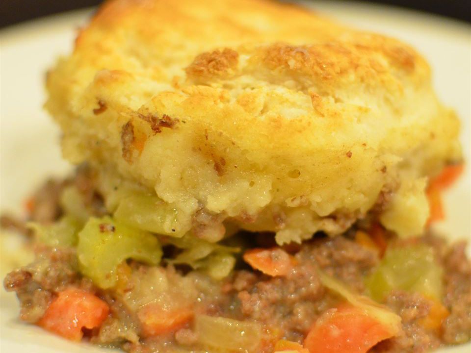 Ground Beef Casserole with Biscuits