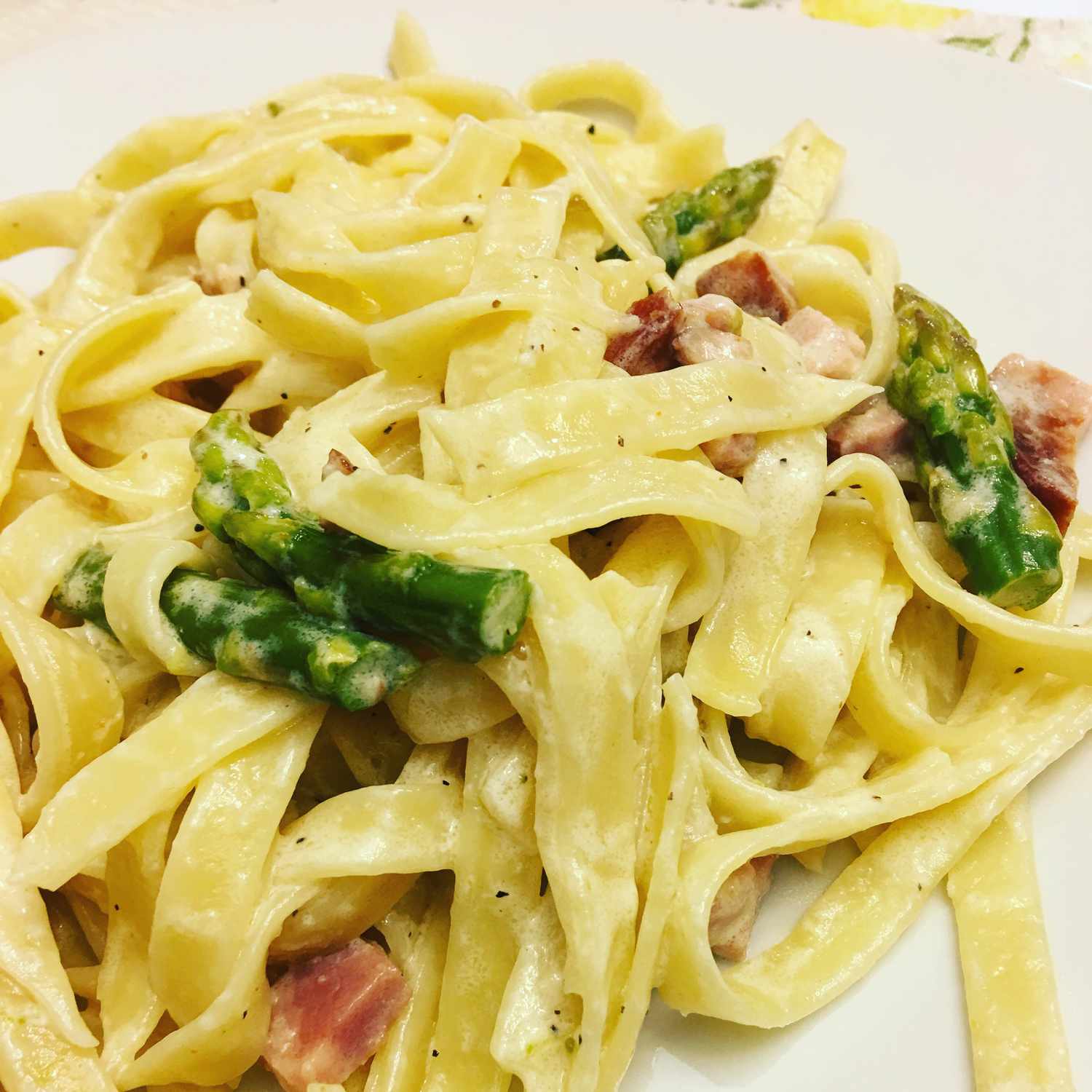 Ham and Asparagus Fettuccine