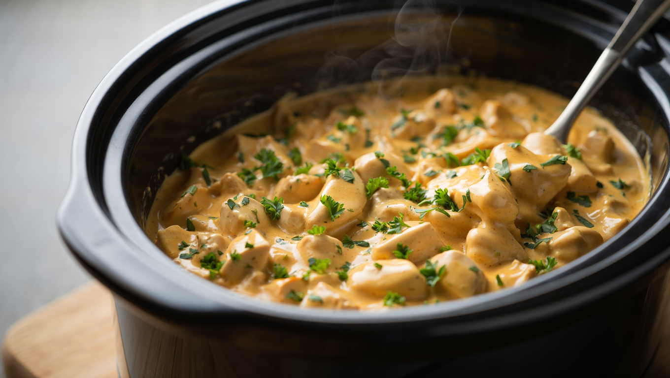 Healthier Slow Cooker Chicken Stroganoff