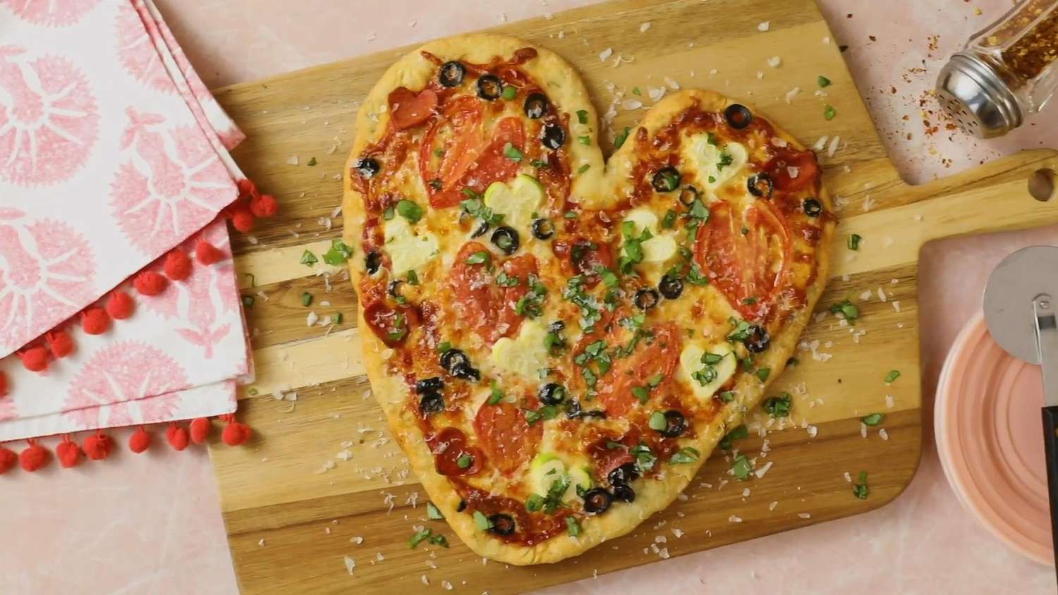 Heart-Shaped Valentine Pizza