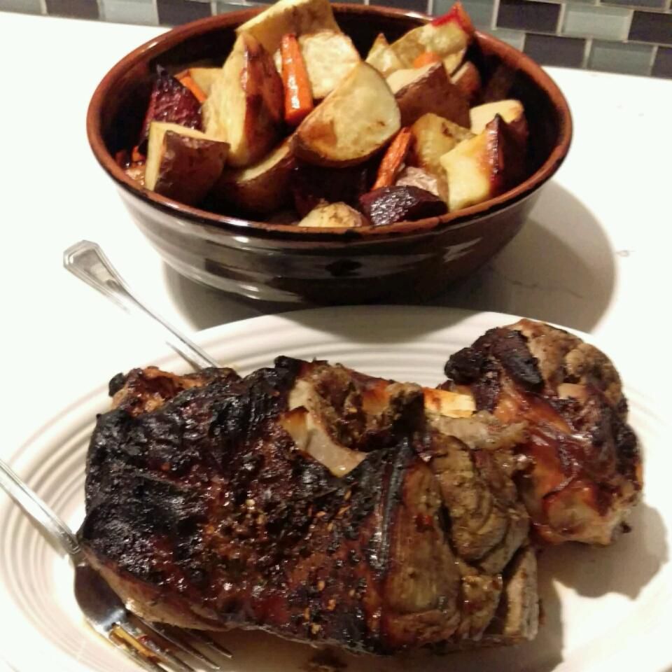 Honey Balsamic Roasted Lamb with Root Vegetables