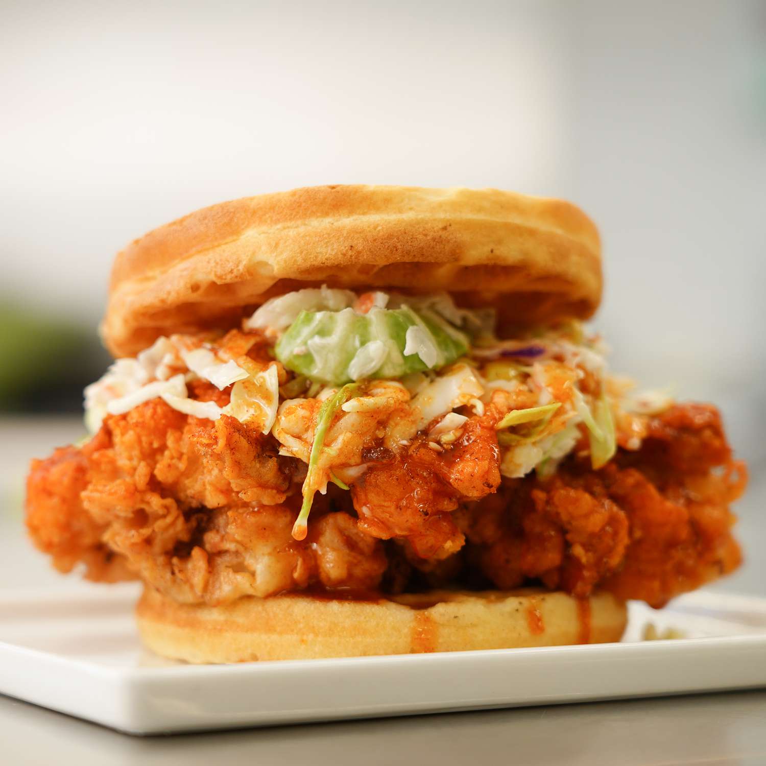 Hot Chicken and Waffle Sandwich