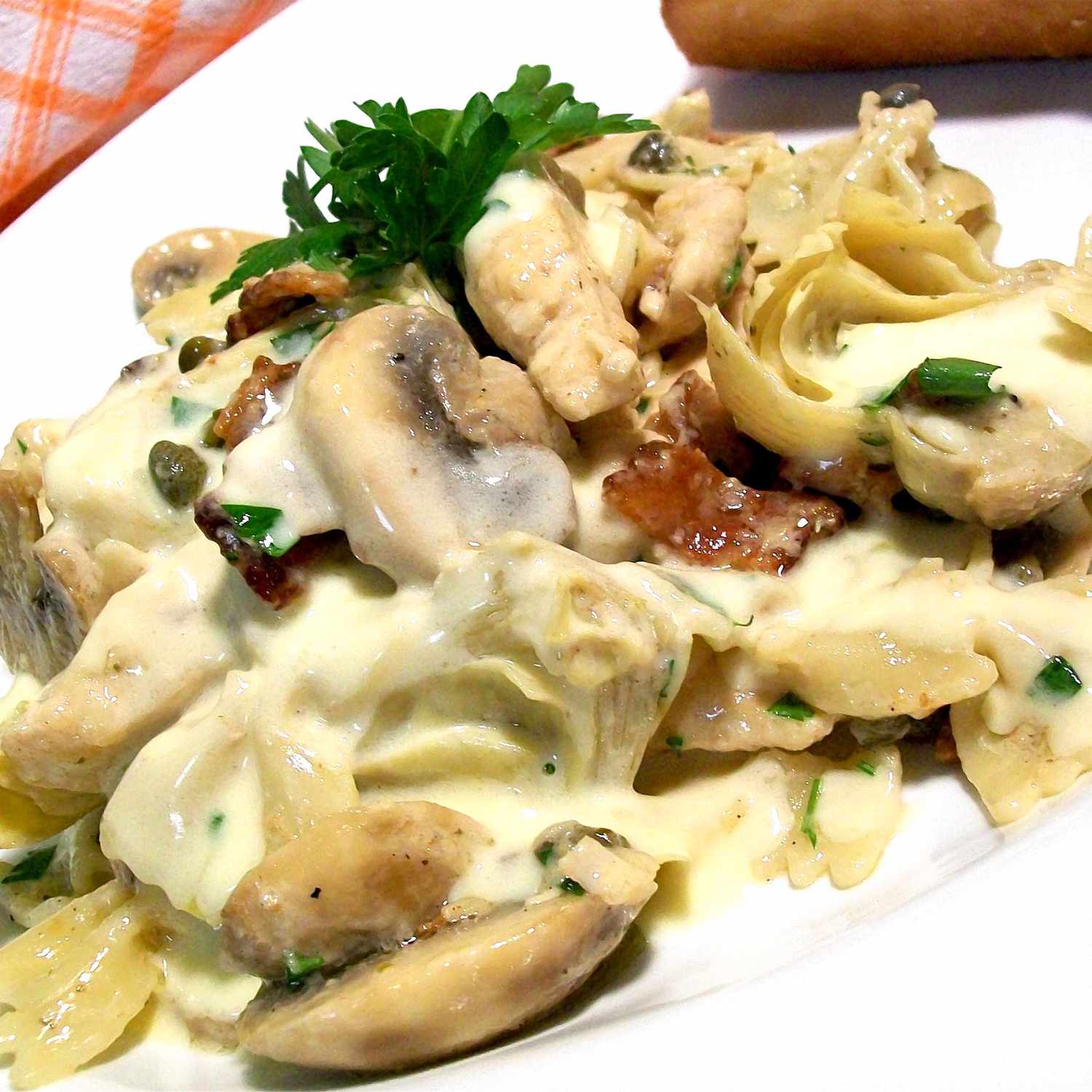 Italian Lemon Butter Chicken with Bacon and Mushrooms