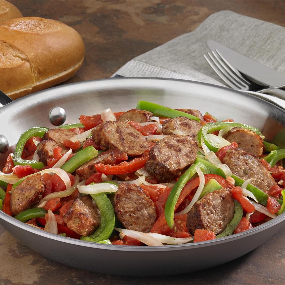 Italian Sausage Peppers and Onions Skillet