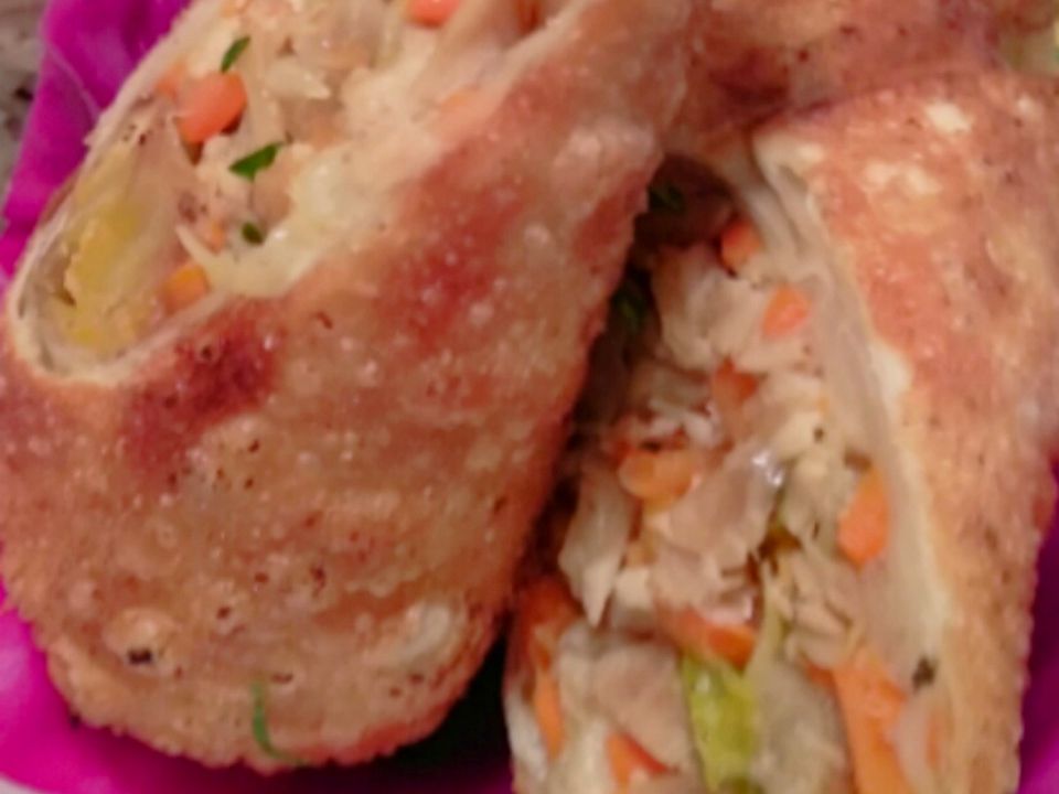 Jerk Chicken Egg Rolls with Mango Sauce