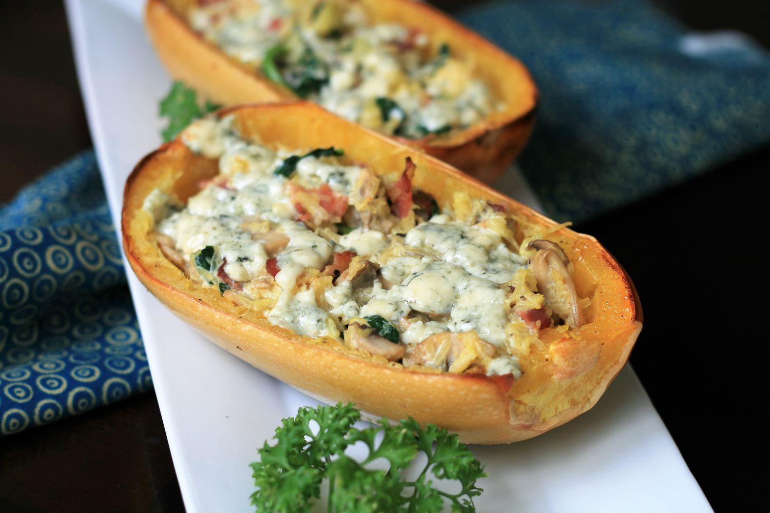 Keto Bacon Blue Cheese Spaghetti Squash