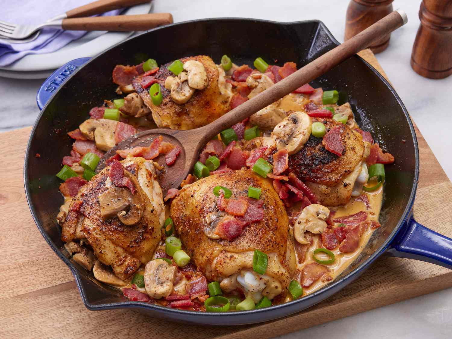 Keto Bacon Mushroom Chicken Thighs