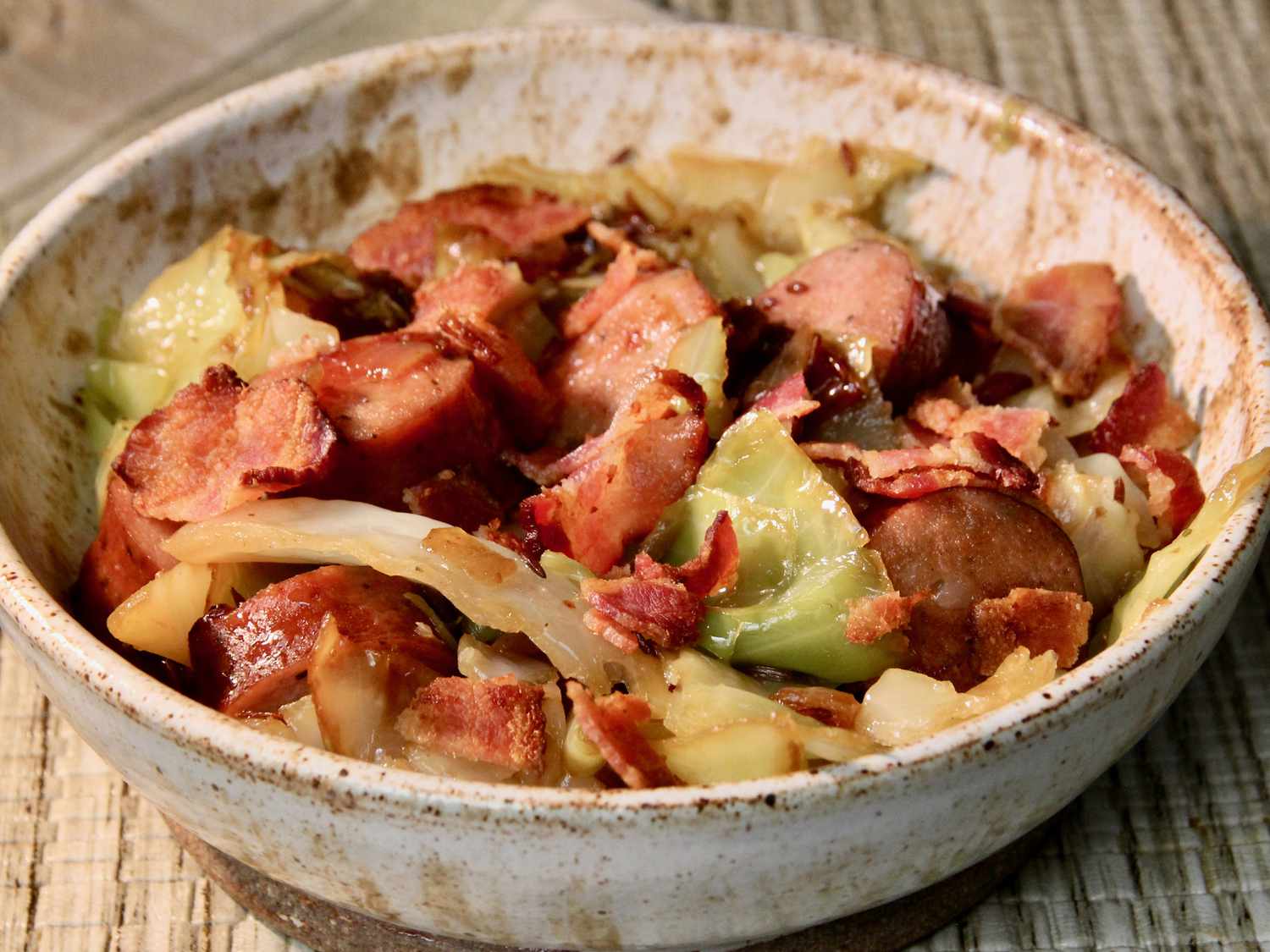 Kielbasa with Cabbage and Bacon