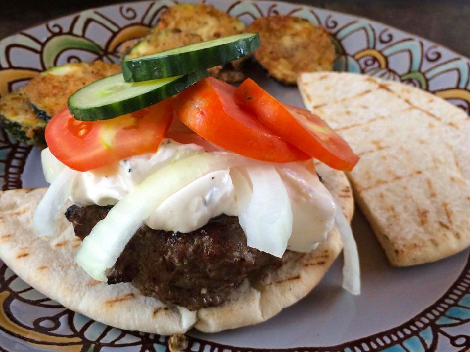 Lamb Feta Burgers with Cucumber Sauce