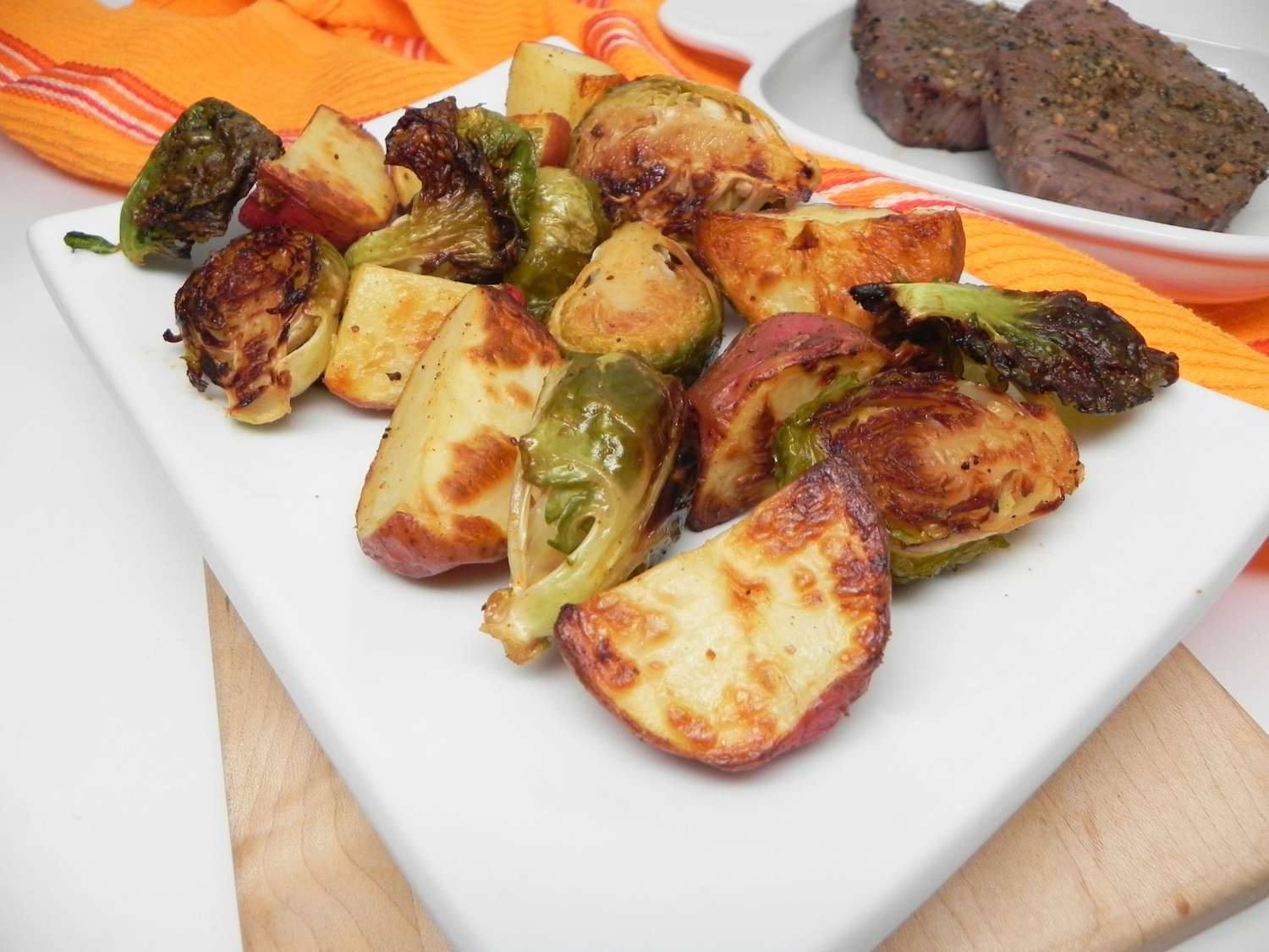Lemon Pepper Roasted Potatoes and Brussels Sprouts