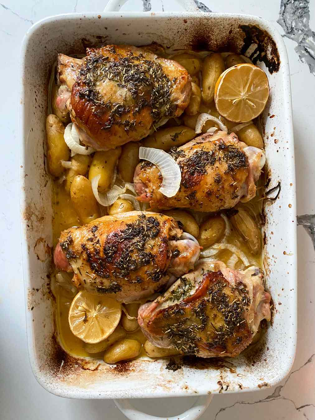 Lemon Roasted Turkey Thighs with Potatoes