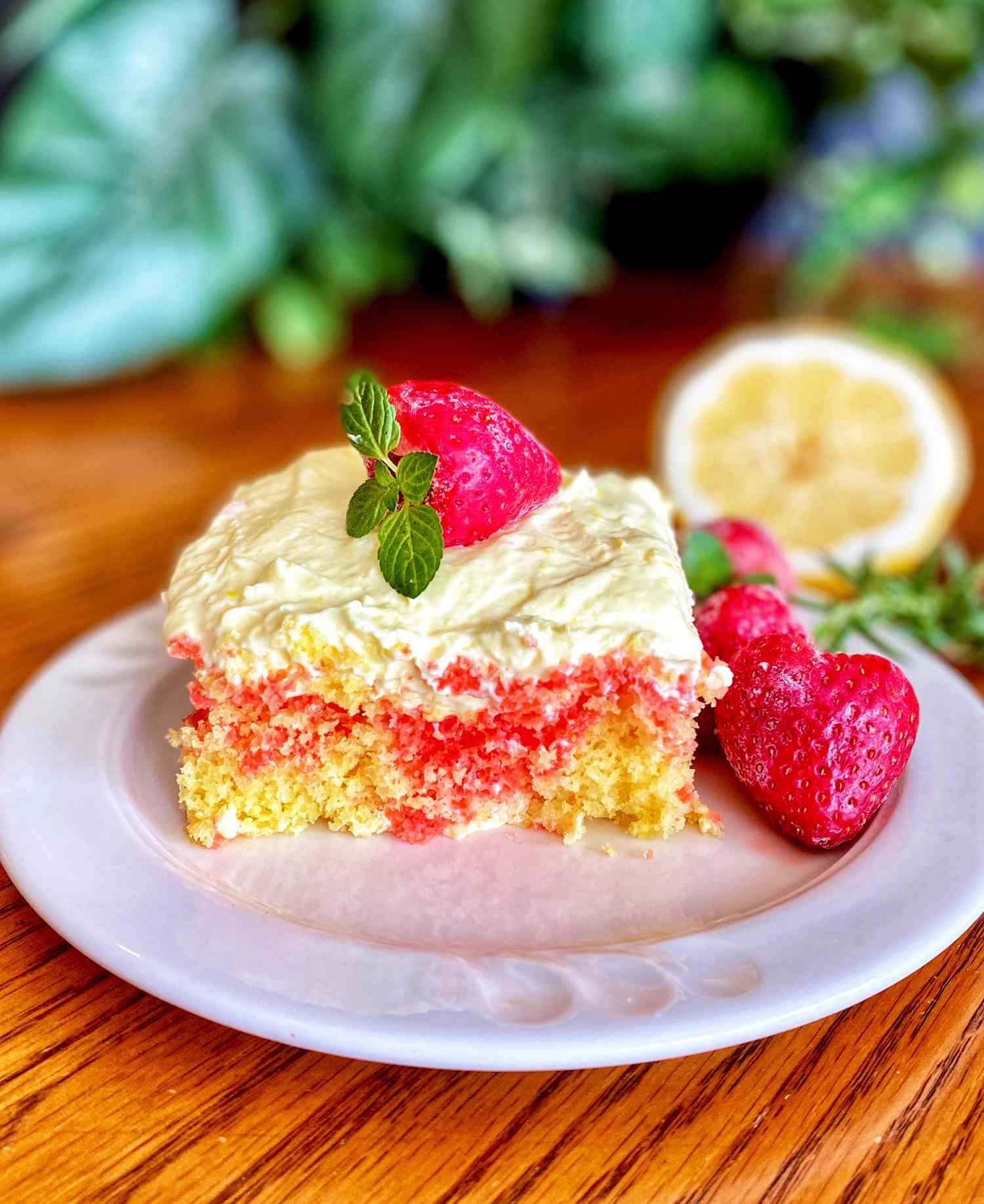 Lemon Strawberry Poke Cake