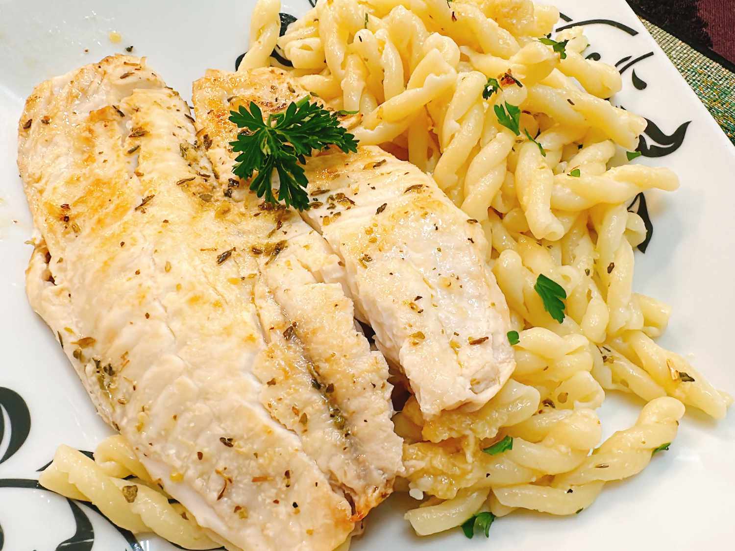 Lemon Tilapia with Parmesan Pasta