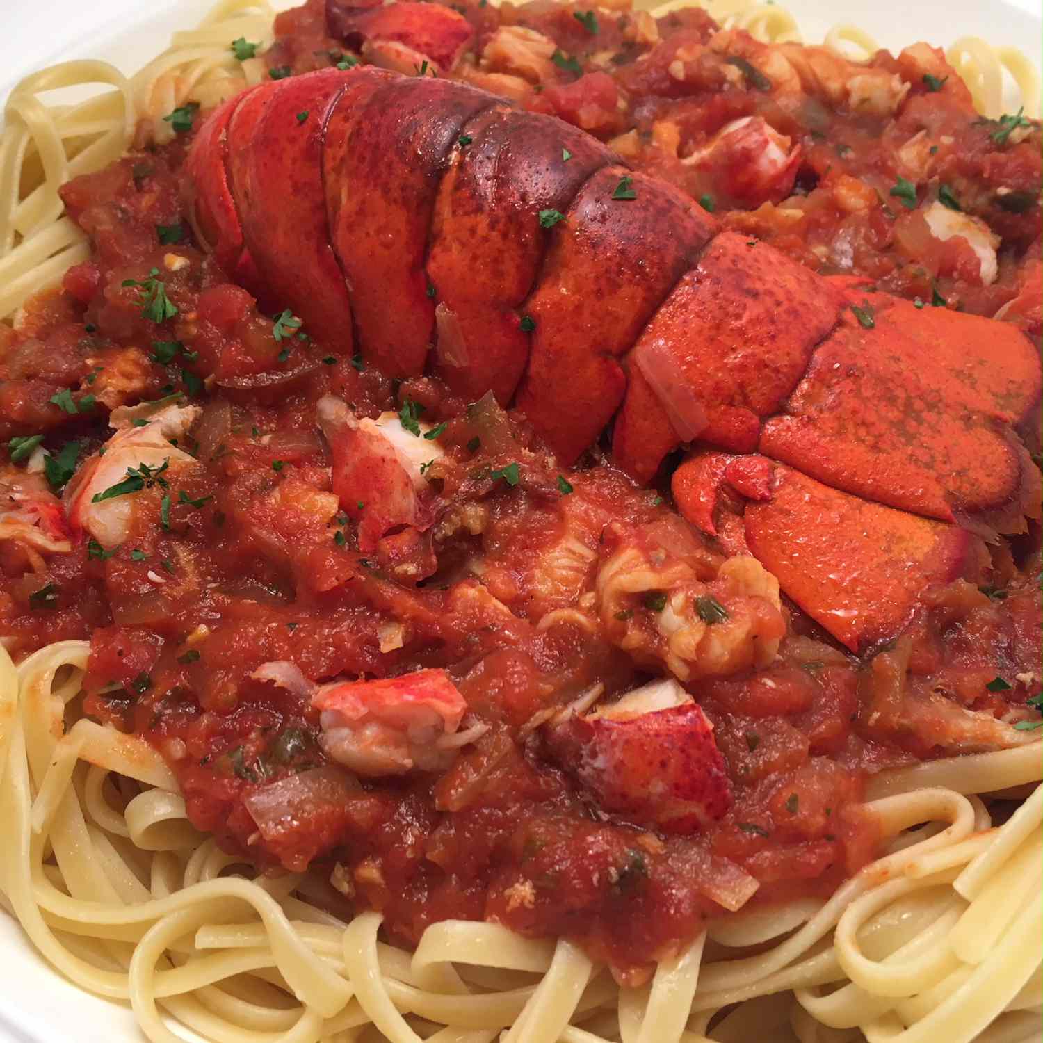 Lobster Linguine with Tomato Sauce