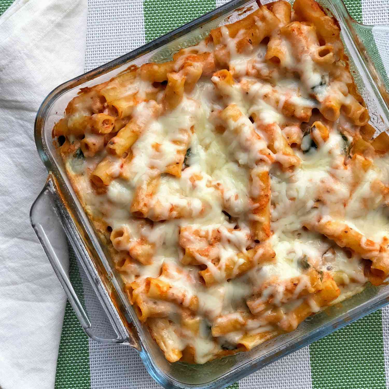 Meatless Baked Ziti with Mushrooms and Spinach