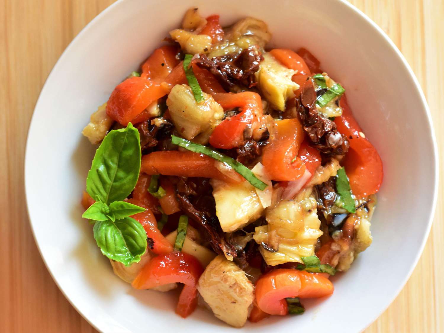 Mediterranean Roasted Eggplant and Pepper Salad