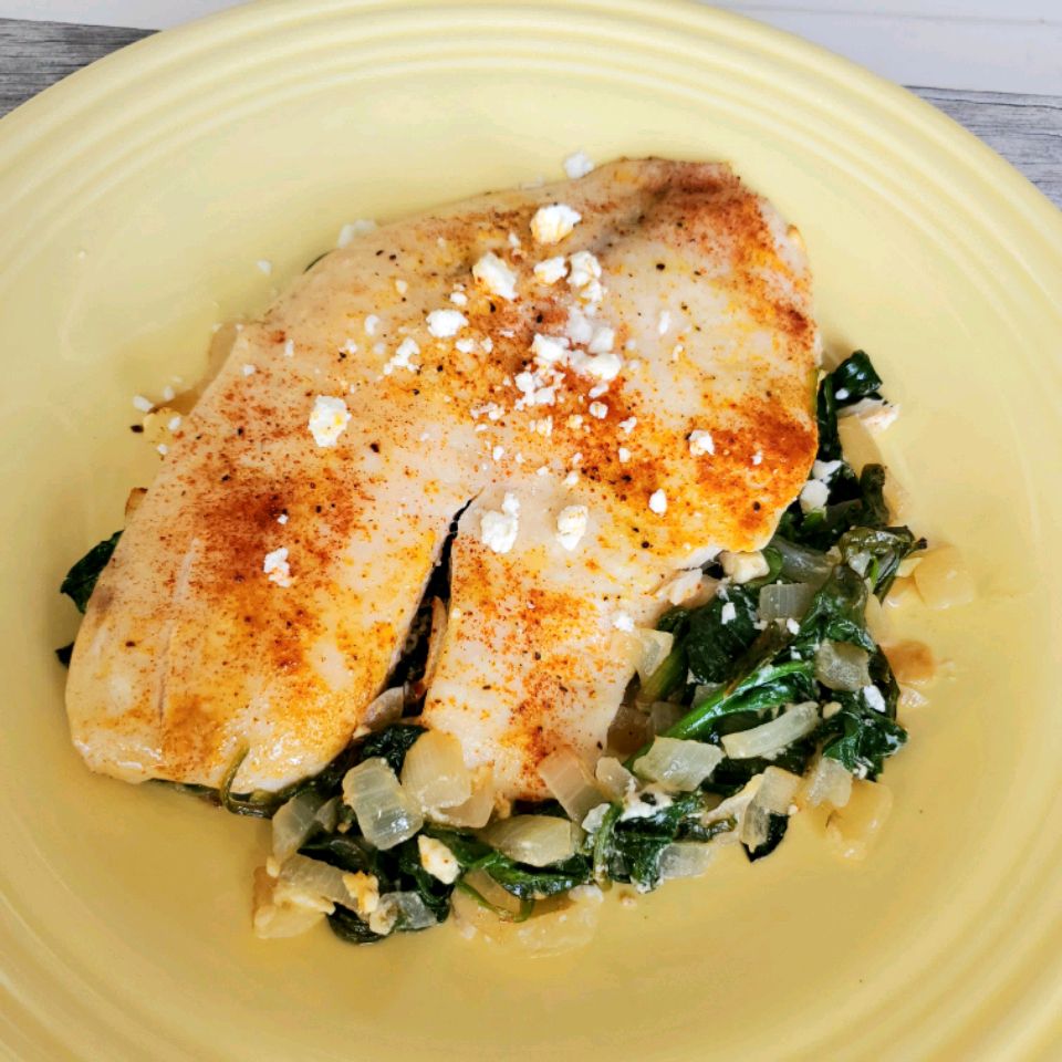 Mediterranean Tilapia with Feta and Spinach
