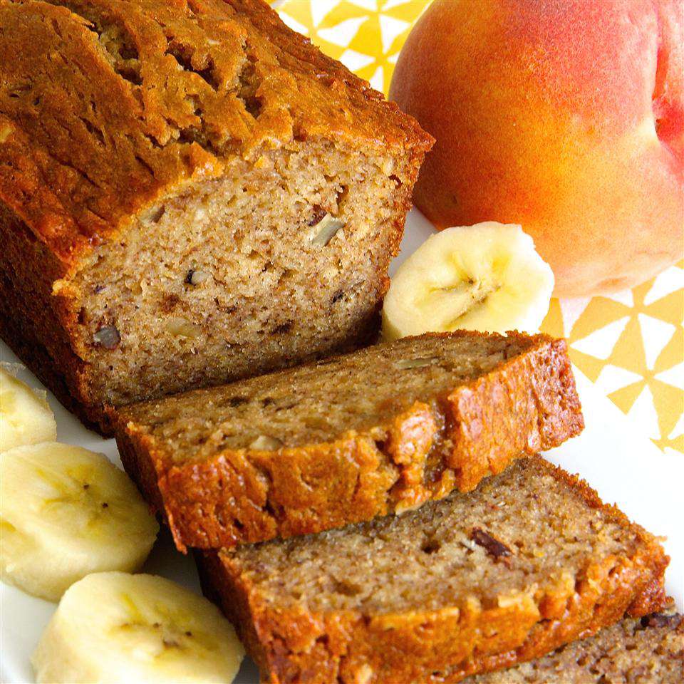 Moist Banana Peach Bread with a Hot Chocolate Twist