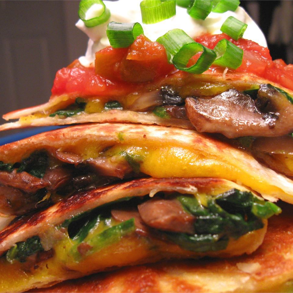 Mushroom Spinach Quesadillas