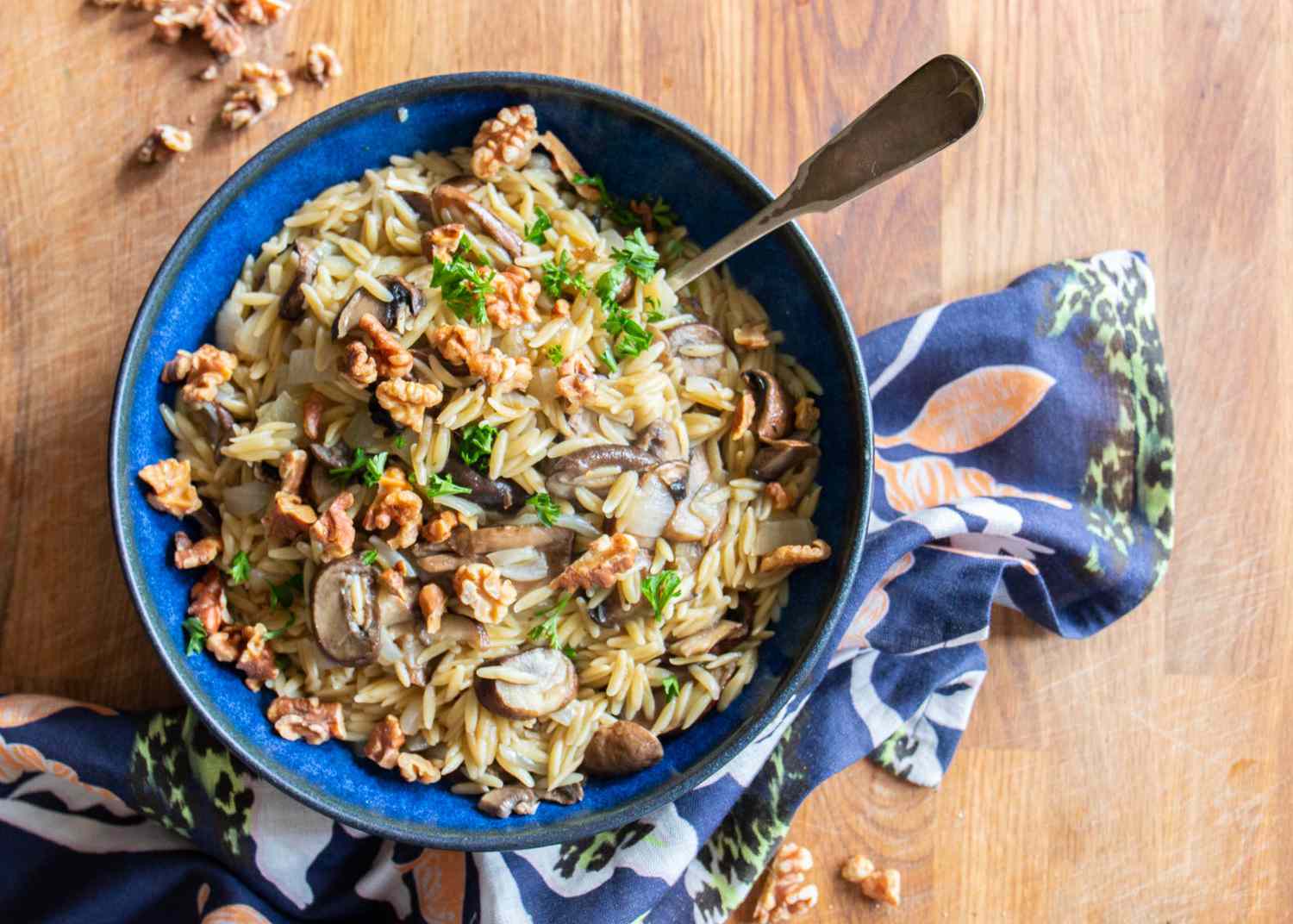 Mushroom Walnut Orzo