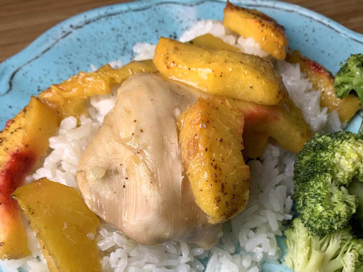 Oven-Baked Chicken with Sweet and Spicy Peaches