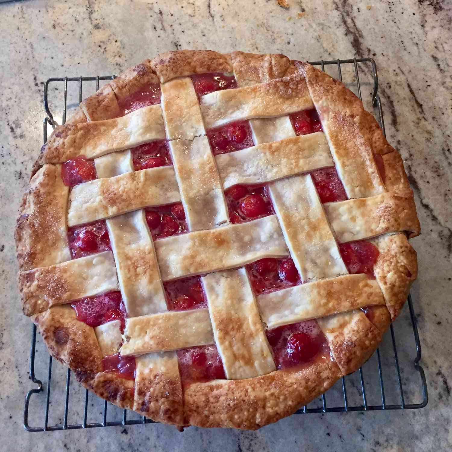 Oven-Baked Fresh Cherry Pie with Almond and Vanilla Extracts