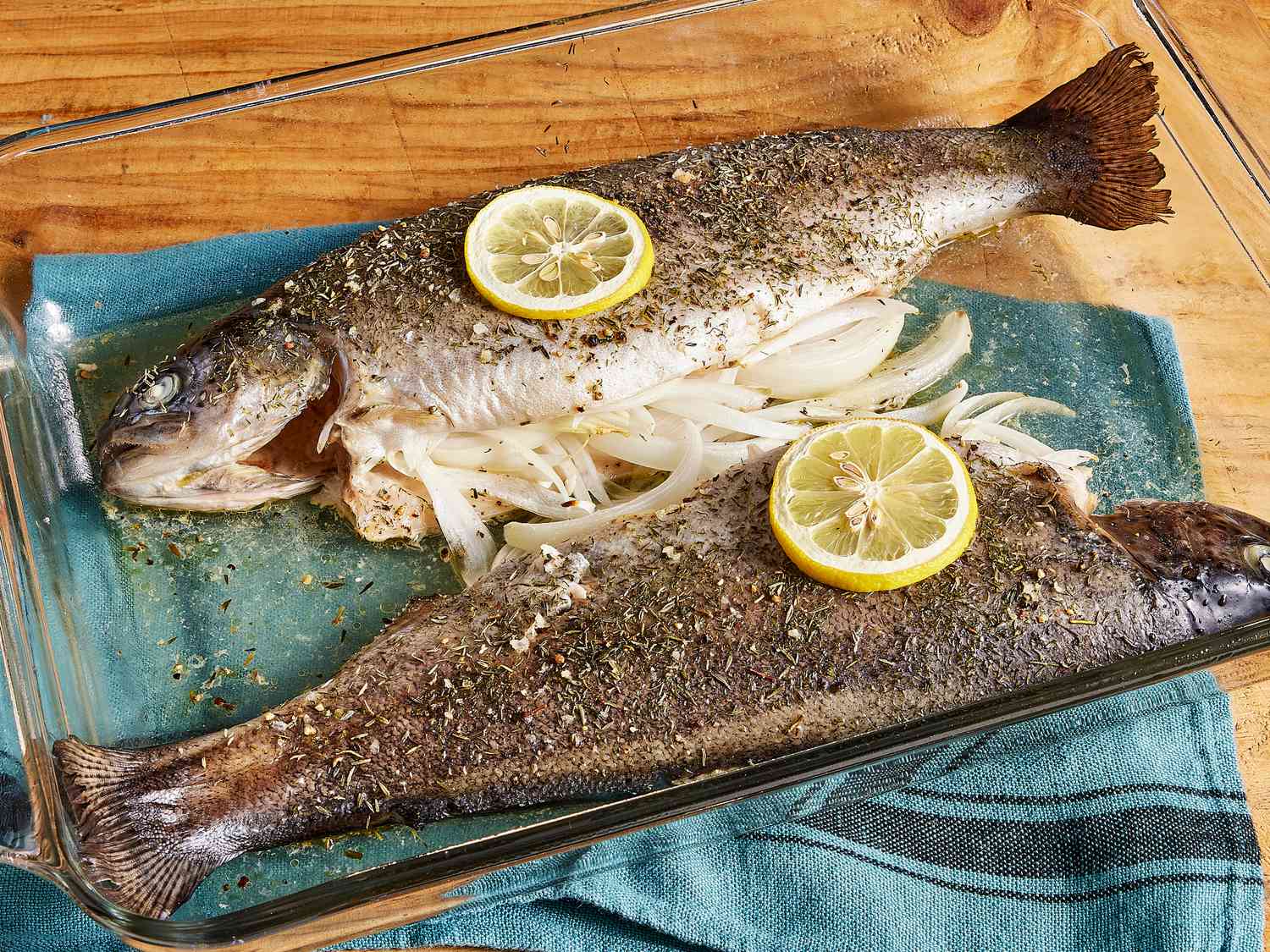 Oven-Baked Fresh Rainbow Trout with Dill, Thyme, and Lemon