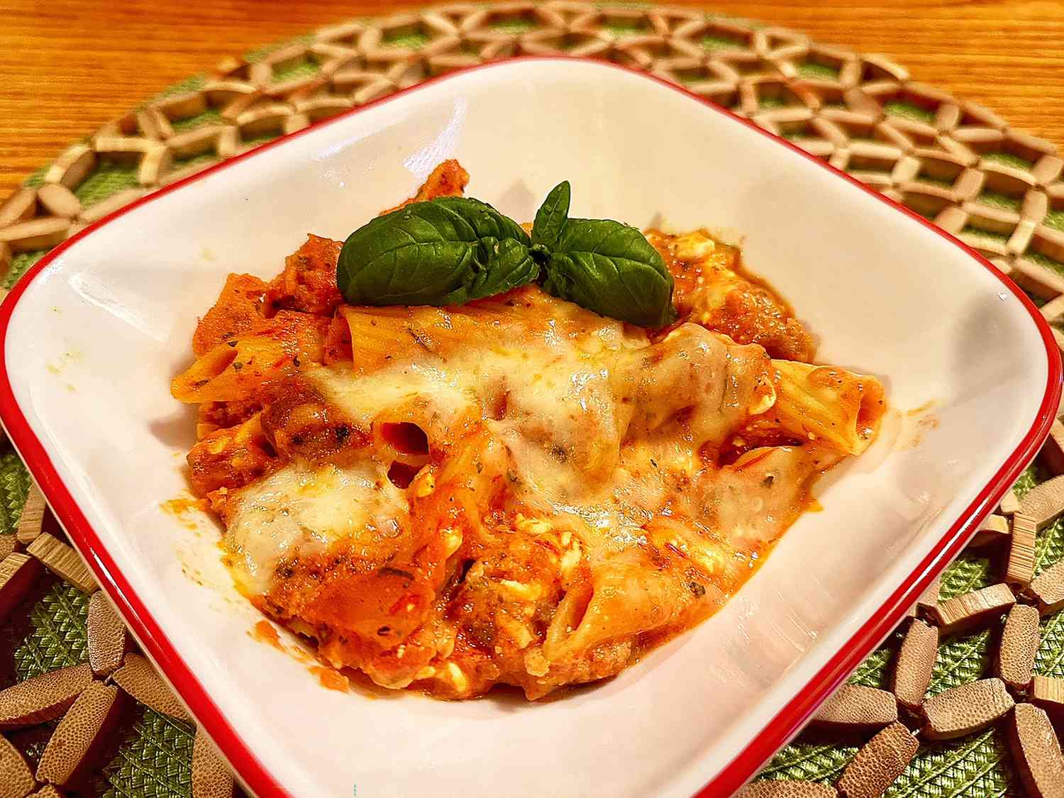 Oven-Baked Ziti with Sausage and Melted Cheese