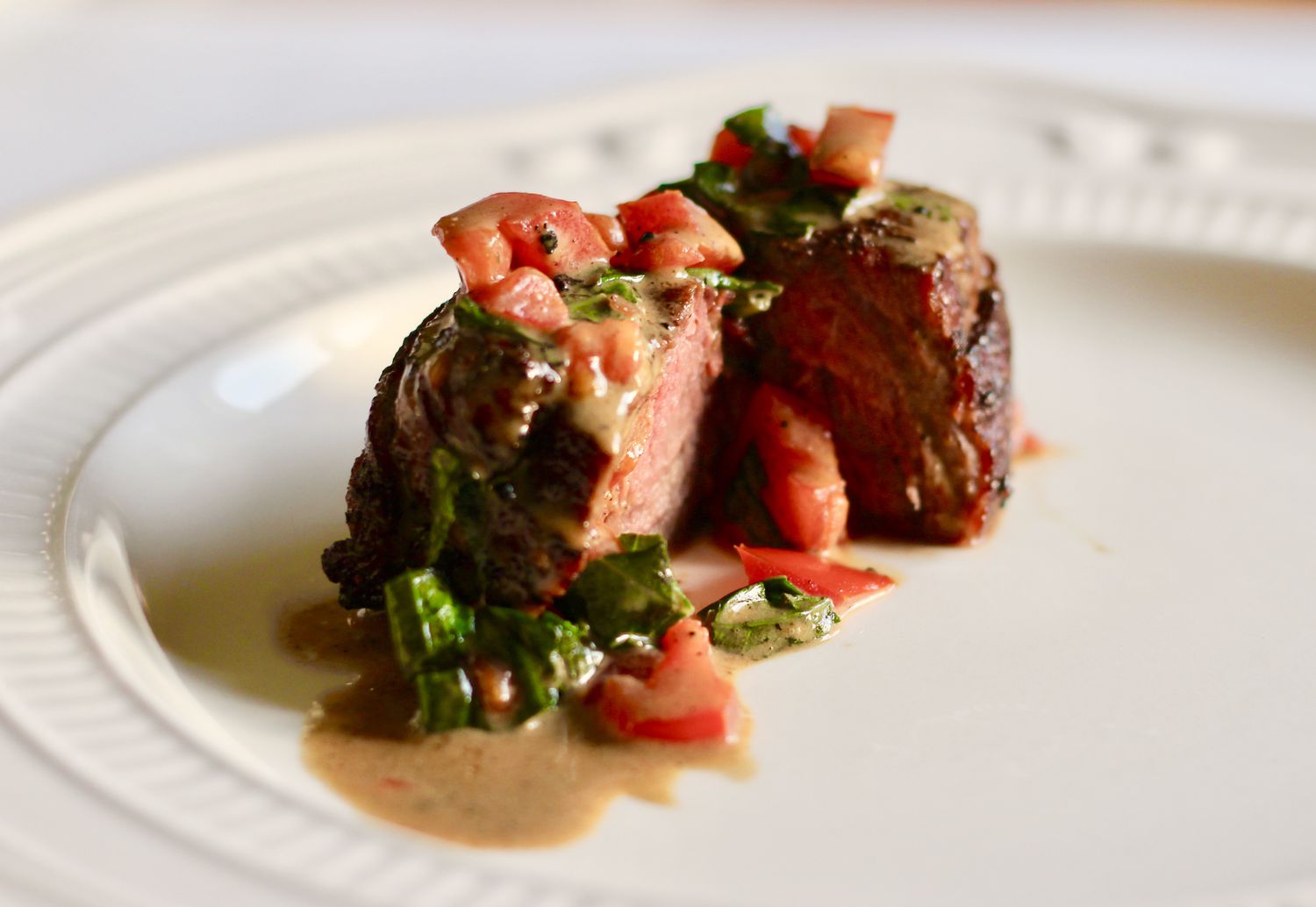 Pan-Seared Beef Tenderloin Filets with Red Wine Herb Sauce