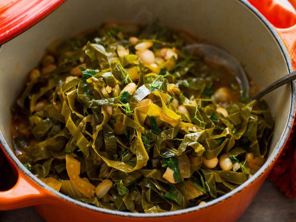 Peanut Collard Greens with Flounder